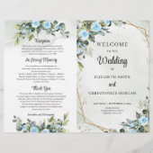 ロマンチックブルーの花とユーカリと金ゴールド (正面)