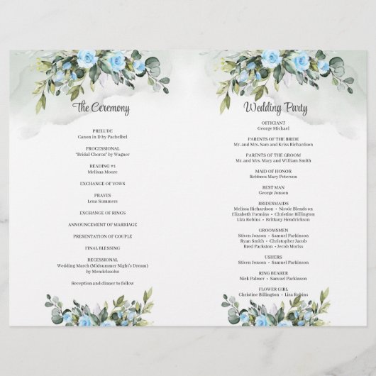 ロマンチックブルーの花とユーカリと金ゴールド (裏面)