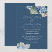 ロマンチックブルーアジサイの花 ネイビー 招待状 (正面/裏面)