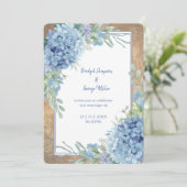 ロマンチックブルーアジサイ結婚モノグラム 招待状 (スタンド正面)