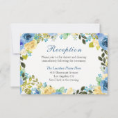 ロマンチックブルーイエローローズガーデン披露宴カード 招待状 (正面)