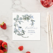 ロマンチックブルーウォーターカラーフローラブライダルシャワー スタンダードカクテルナプキン (インサイチュ)