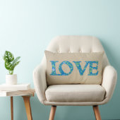 ロマンチックブルーグリーンペリウィンクルフローララブデザイン ランバークッション (椅子)