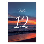 ロマンチックブルーサンセットトロピカルビーチ結婚式 テーブルナンバー (裏面)