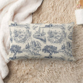 ロマンチックブルートイレデジュイフランスの、カントリースタイル ランバークッション (ブランケット)