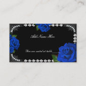 ロマンチックブルーバラとダイアモンズテーブル座席表 プレイスカード (正面)