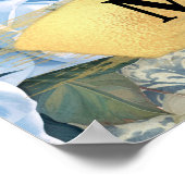 ロマンチックブルーバラとホワイトキツネファンタジー ポスター (角)