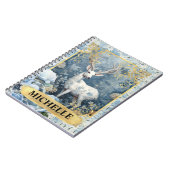 ロマンチックブルーバラと鹿ファンタジー ノートブック (左側)