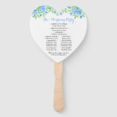 ロマンチックブルーバラフローラハート結婚式 プログラム ハンドファン (裏面)