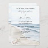 ロマンチックブルービーチ結婚海 招待状 (正面/裏面)