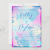 ロマンチックブルーピンクピーチ抽象芸術フローラパステル 招待状 (正面)
