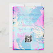 ロマンチックブルーピンクピーチ抽象芸術フローラパステル 招待状 (裏面)