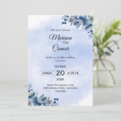 ロマンチックブルーピーニー結婚式招待状 招待状 (スタンド正面)