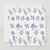 ロマンチックブルーフローラハート結婚式招待状 招待状 (裏面)