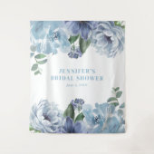 ロマンチックブルーフローラブライダルシャワーパーティー タペストリー (正面)