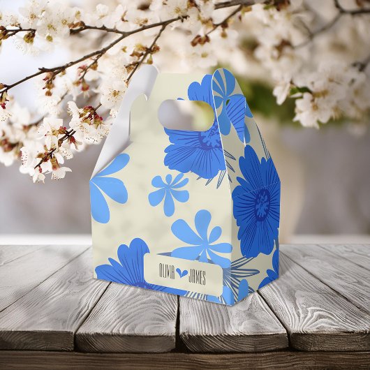 ロマンチックブルーフローラ結婚式の引き出物ボックス フェイバーボックス