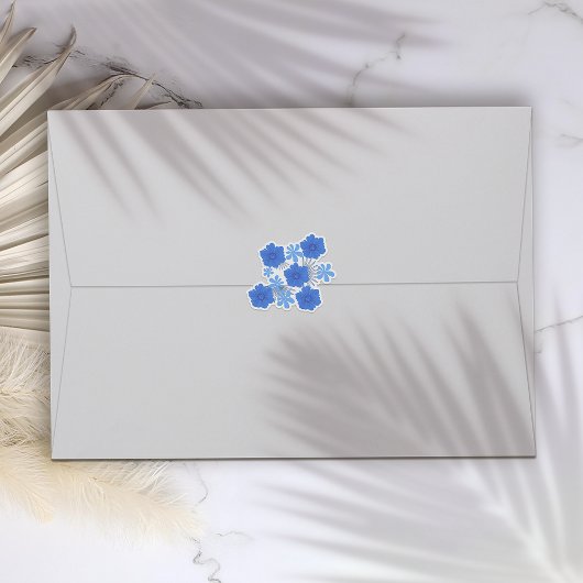 ロマンチックブルーフローラ結婚式用シール シール