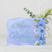 ロマンチックブルーフローラ誕生会 招待状 (スタンド正面)