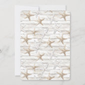 ロマンチックブルーホワイトアジサイフローラビーチ結婚式 招待状 (裏面)