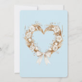 ロマンチックブルーホワイトフローラ結婚ハート 招待状 (裏面)