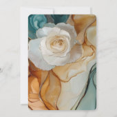 ロマンチックブルーホワイト金ゴールドバラフローラブライダルシャワー 招待状 (裏面)