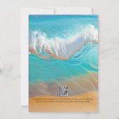 ロマンチックブルー海波熱帯ビーチ結婚式 招待状 (裏面)