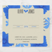 ロマンチックブルー結婚フローラ スパークリングワインラベル (シングルラベル)