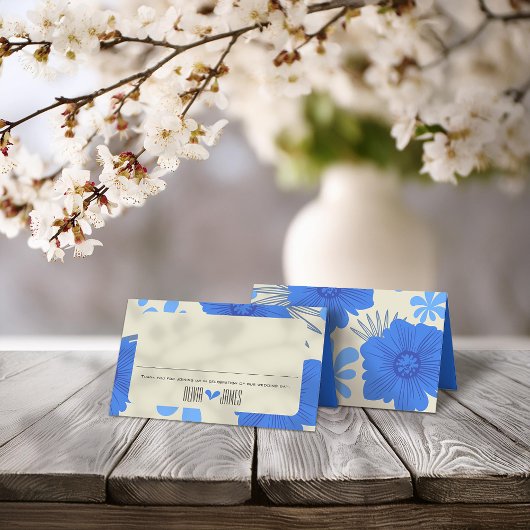 ロマンチックブルー結婚フローラ プレイスカード