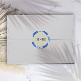 ロマンチックブルー結婚フローラ ラウンドシール