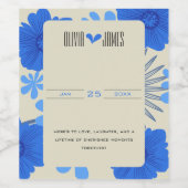 ロマンチックブルー結婚フローラ ワインラベル (シングルラベル)