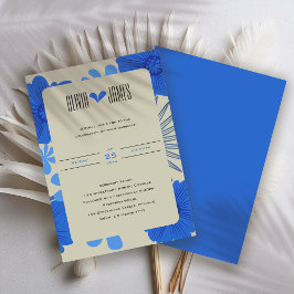 ロマンチックブルー結婚フローラ 招待状