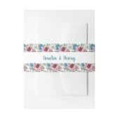 ロマンチックブルー&ピンクウォーターカラーフローラ結婚ズ 招待状ベリーバンド (正面例)