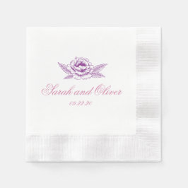 ロマンチックプルプ結婚ールフローラ 縁ありカクテルナプキン