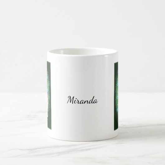 ロマンチックベア&バニーカップルラブ名前をカスタムする コーヒーマグカップ (中央)