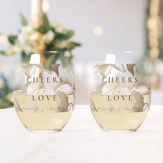 ロマンチックベージュペオニーフローラヴィンテージ秋の結婚式 ステムなしワイングラス (インサイチュ (ウェディング))