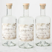 ロマンチックベージュペオニーフローラヴィンテージ秋の結婚式 リキュールボトルラベル (ボトル)