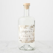 ロマンチックベージュペオニーフローラヴィンテージ秋の結婚式 リキュールボトルラベル (正面)