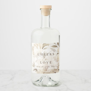 ロマンチックベージュペオニーフローラヴィンテージ秋の結婚式 リキュールボトルラベル