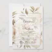 ロマンチックベージュペオニーフローラヴィンテージ秋の結婚式 招待状 (正面)