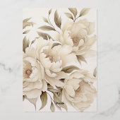 ロマンチックベージュペオニーフローラヴィンテージ秋の結婚式 箔招待状 (裏面)