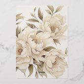 ロマンチックベージュペオニーフローラヴィンテージ秋の結婚式 箔招待状 (裏面)