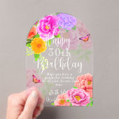 ロマンチックペオニスガーデンハッピーバースデー アクリル招待状 (インサイチュ (ポータブル))