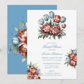 ロマンチックペオニー&チューリップブライダルシャワー 招待状 (正面/裏面)