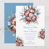 ロマンチックペオニー&チューリップ婚約パーティ 招待状 (正面/裏面)