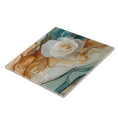 ロマンチックホワイトアクア金ゴールドフローララブ タイル (側面)