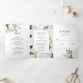 ロマンチックホワイトアジサイバラエレガントウェディングター 三つ折り招待状 (内部)