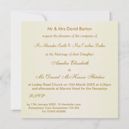 ロマンチックホワイトクリームバラ結婚式招待状 招待状 (裏面)