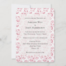 ロマンチックホワイトピンクグリッター結婚フローラ 招待状