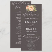 ロマンチックホワイトフローラアッシュグレー結婚式 プログラム (正面/裏面)