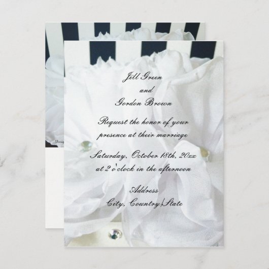 ロマンチックホワイトフローラ結婚式招待状 招待状 (正面/裏面)